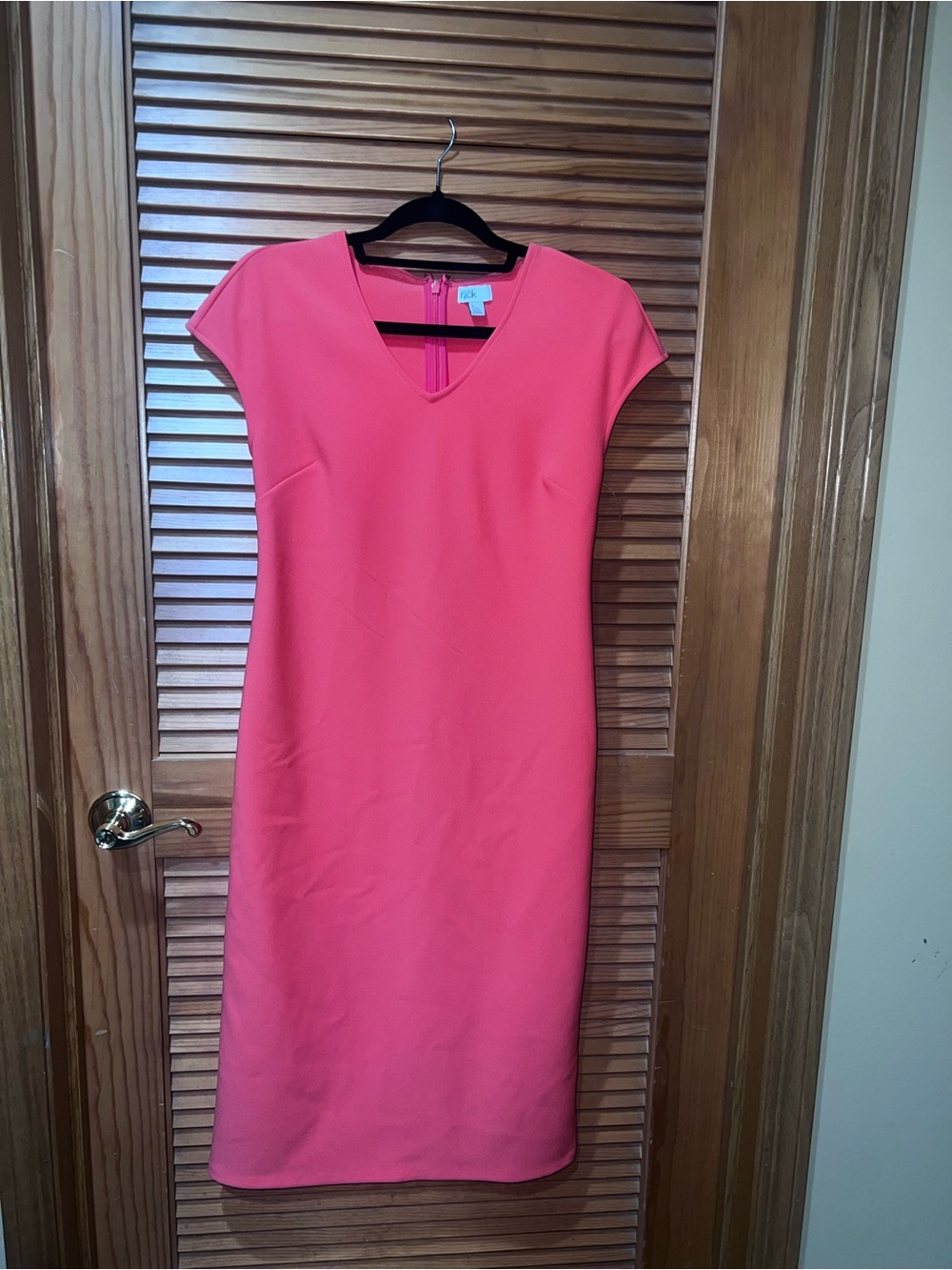 Nordstrom Rack Coral V-Neck Cap Sleeve Midi Sheath Dress